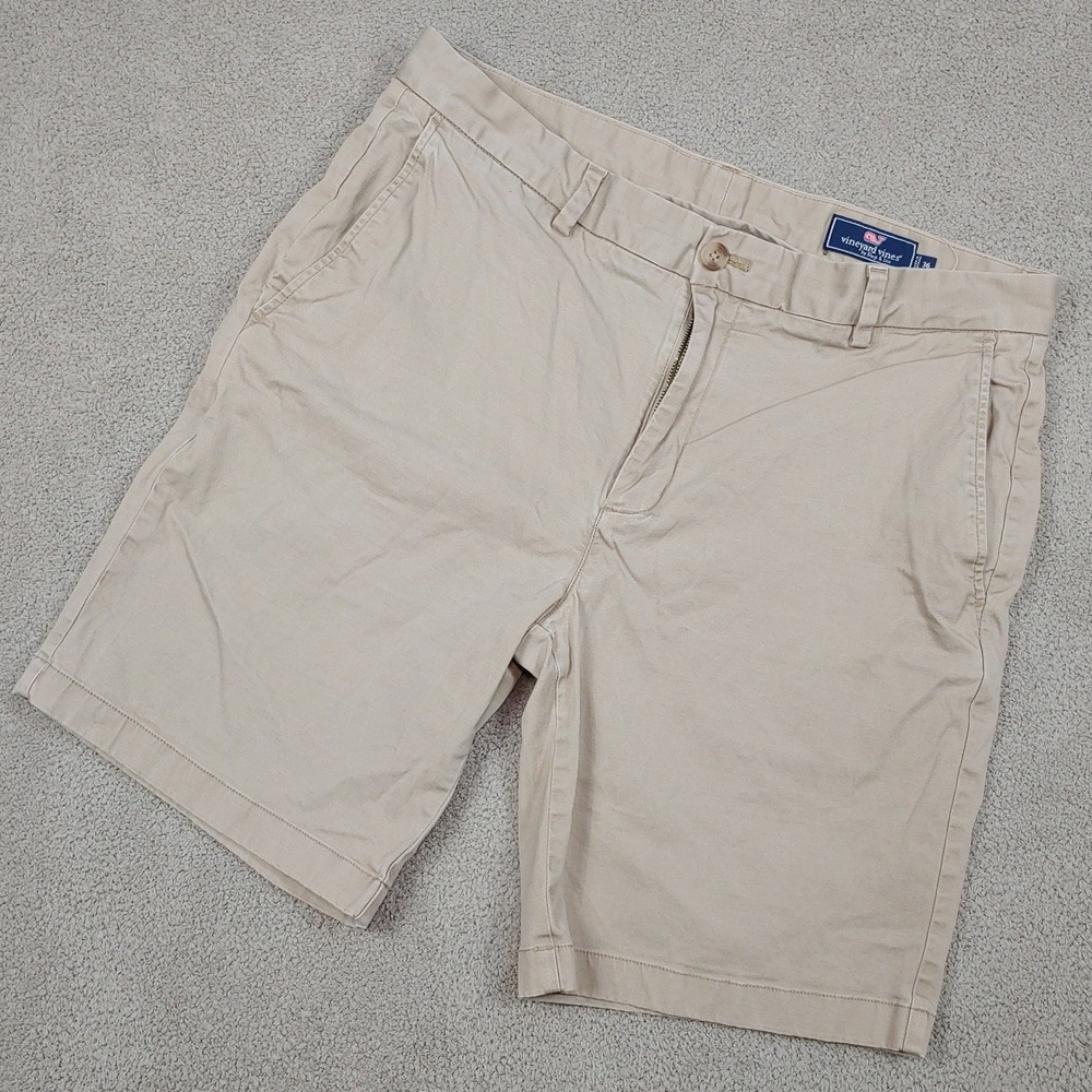 Vineyard Vines Breaker Shorts - Mens 36 - Khaki 9" Inseam Stretch Chino 1H0462